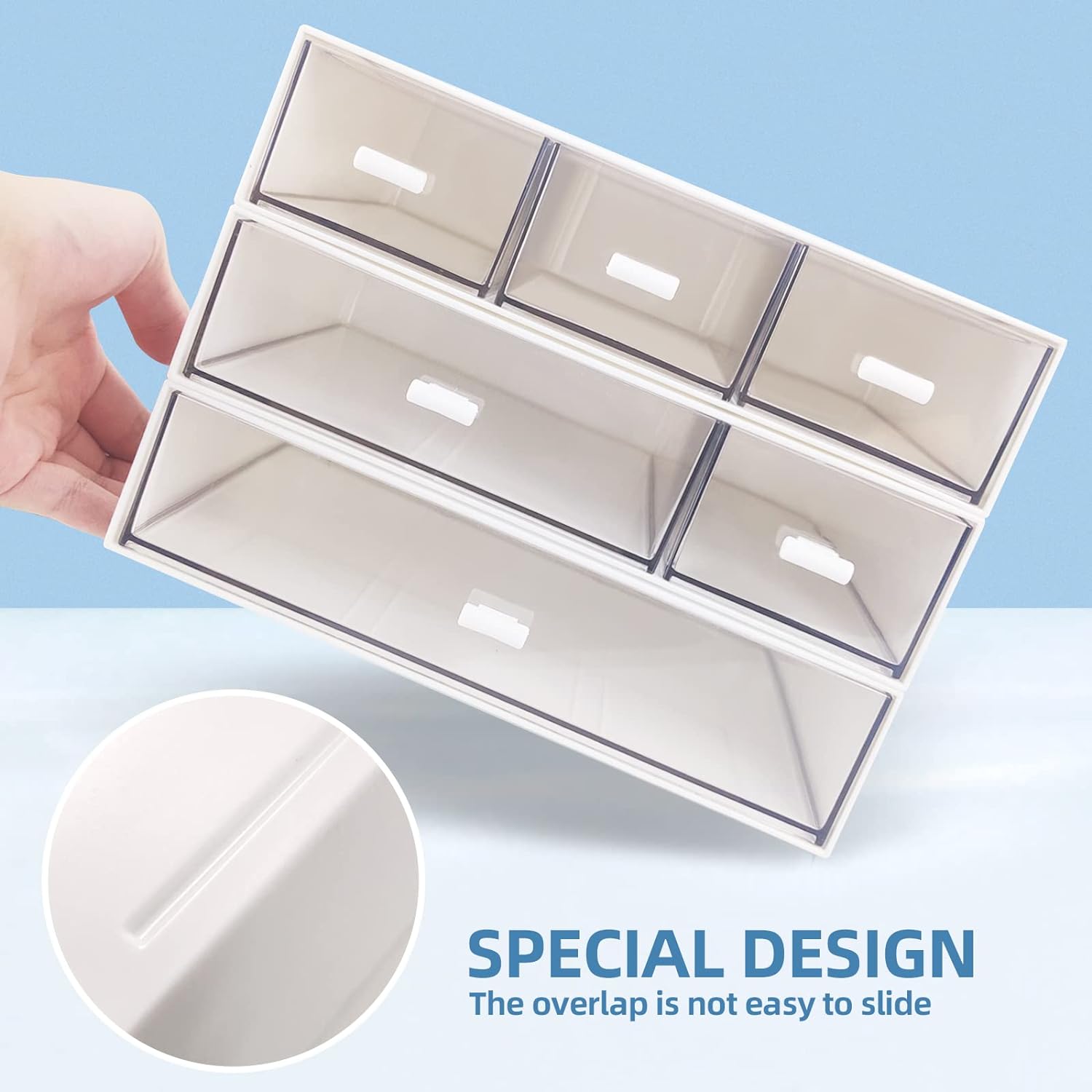 Desk Organizer with 6 Drawers， Desk Storage Box Office Drawer Organizer Desk Organization and Storage Pen Storage Plastic Makeup Storage Suitable for Office， School， Home - Image 5